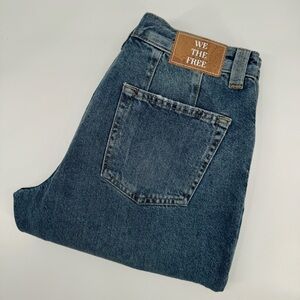 We The Free Curvy Jeans Women's 28 Blue Siren Low Rise Straight Button Fly Denim